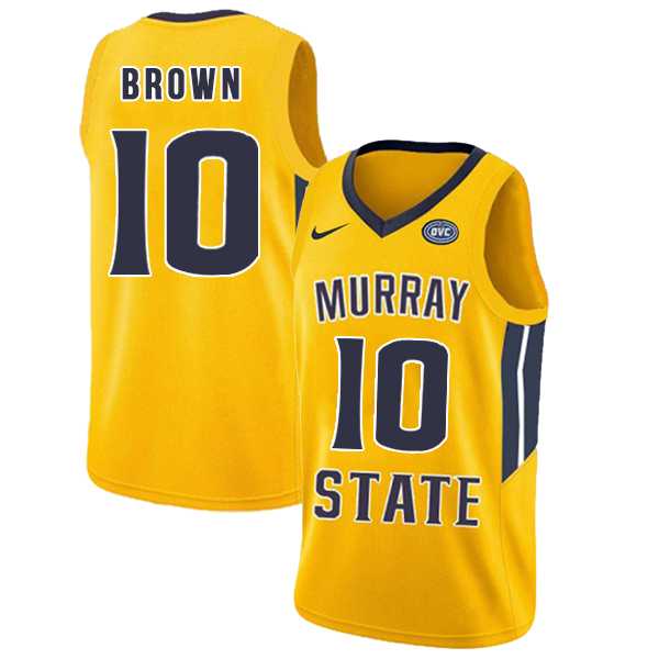 Murray State Racers #10 Tevin Brown Yellow College Basketball Jersey
